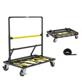 Garvee Industrial Panel Dolly Drywall Cart - 1800 lb Heavy-Duty Steel Carrier - collapsible Flatbed with Expandable Deck - 4 Swivel Casters & Tie-Down Strap | Color: Black