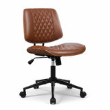 Garvee Ergonomic Armless Office Desk Chair – Modern Walnut Design, Quality PU Leather, Adjustable Height, Swivel Wheels, Small Space Friendly – Ideal for Home, Computer, Meeting Room – Diamond Design | PU | Brown