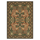 Garvee Green Tibetan Tiger Area Rug, 9x12 ft Vintage Boho Tribal Animal Print, Machine Washable Polyester Low-Pile Carpet with Non-Slip TPR Backing, Foldable Soft Floor Mat for Living Room, Bedroom, Dining Room, Nursery and Home Office - Green