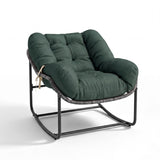 Garvee Oversized Egg-Shaped Patio Rocking Chair – Durable Wicker Rattan Frame – Soft Removable Cushion – Comfortable Indoor/Outdoor Lounge Chair for Garden, Porch, Balcony – Green