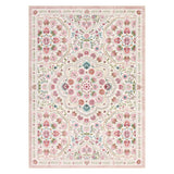 Garvee Ultra-Soft Washable Floral Area Rug – Non-Slip, Low Pile, Mark Resistant, Collapsible Carpet for Living Room, Bedroom, Nursery, Dining – Beige Pink, 5x7ft, Made in USA, Rice Pink