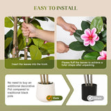 Garvee Realistic Artificial Magnolia Tree – 5FT Faux Floor Plant with Pink Magnolia Flowers, Real Touch Green Leaves, Multi-Trunk, Decorative Potted Plant for Home, Bedroom, Living Room, Office – Pink Magnolia 5FT