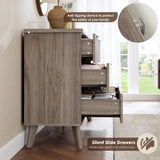 Garvee Modern Fluted 6-Drawer Dresser – Wide Wooden Chest with Curved Profile, Deep Drawers, Gold Handles – Spacious Storage for Bedroom, Living Room, Nursery – Gray Walnut - Black