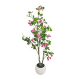 Garvee Realistic Artificial Bougainvillea Tree – Faux Multi-Stem Flowering Plant in White Pot – Detachable, Maintenance-Free, PE Material – Indoor Home, Living Room, Office Decor – 5 Limbs 120CM Multi-Stem Detachable Bougainvillea
