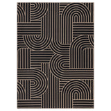 Garvee Ultra-Thin Washable Abstract Striped Jute Area Rug – Non-Slip, Mark Resistant, Non-Shedding, Modern Accent Carpet for Living Room, Bedroom, Entryway, Dining Room, Patio – Coarse Black, 4x6ft (122x183cm), USA - Fine Black
