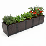 Garvee Modular 5-Unit Raised Garden Bed with Legs – Heavy Duty Elevated Planter Box – Tool-Free Snap Assembly, Self-Watering, Drainage Plugs, for Patio, Balcony, Backyard – Black-Brown