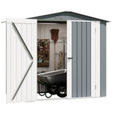 Garvee Weather-Resistant Metal Outdoor Storage Outdoor Storage - 6x4 FT Garden Tool Organizer with Lockable Double Doors & Vents - Secure Patio, Lawn Equipment & Bike Storage - Color: Gray