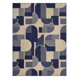 Garvee Modern Geometric Area Rug - Washable Low Pile Jute Carpet - Mark Resistant, Non-Shedding, Collapsible & Soft - Ideal for Living Room, Bedroom, Dining Room - Extra Large 10x13ft, Blue - Rainbow Geometric | Blue