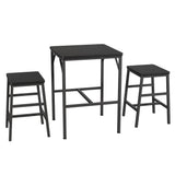 Garvee Space-Saving 3-Piece Pub Height Dining Set for 2 - Square High Top Bar Table with 2 Stools - Narrow Bistro Set for Apartment Kitchen/Breakfast Bar, Black