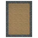 Garvee Modern Washable Area Rug – Soft Low Pile, Floral Edge, Non-Slip, Mark Resistant, Collapsible Carpet for Living Room, Bedroom, Office – Navy Blue, 8x10ft (244x305cm), USA - Rice