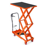 Garvee Double Scissor Hydraulic Lift Table Cart, Foot Pedal Manual Pump, 14-50 in Lift Height, 770 lb Capacity, Non-Slip Platform, Locking Casters, 770 lbs | Lifting 14-50 inch | Orange | Divided - 770 Lbs | Lifting 14-50 Inch | Orange | Divided