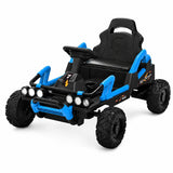 Garvee 12V Kids Ride-On Car, Battery Powered Electric Vehicle - Dual Motors - 4-Wheel Design - EVA Wheels - Rechargeable Driving Toy - Color: Blue