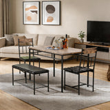 Garvee 4-Piece Modern Dining Table Set, Kitchen Table with Upholstered Chairs and Bench, Kitchen Table Set for Small Space, Apartment, Home, Studio
