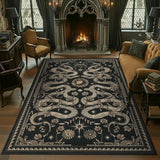 Garvee Washable Black Snake Gothic Area Rug – 8x10ft, Soft, Non-Slip, Low Pile Carpet, Whimsical Witchy Decor, Non-Shedding, Mark Resistant, Collapsible for Living Room, Bedroom, Dining, Office