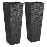 Garvee 2-Pack 32" Tall Planter Boxes, Large Outdoor Planters with Removable Inserts & Drainage Holes, All-Weather PP Flower Pots for Front Porch, Patio, Entryway & Indoor Plants, Black