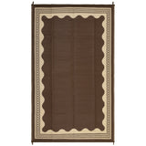Garvee Waterproof Reversible Outdoor Rug – Large Modern Scalloped Plastic Straw Mat – UV Resistant, Collapsible, Easy Clean – Patio, RV, Camping, Beach – Peony Brown/Coffee, 10x14ft (305x427cm), USA - Brown & Coffee