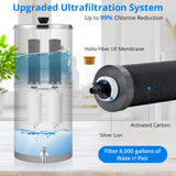 Garvee 2.25 Gallon Force Water Filter System – 304 Stainless Steel Countertop Purifier – 2 Black Carbon Filters – Reduces Heavy Metals & Up to 99% Chlorine – Medium Version, USA