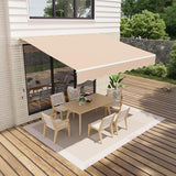 Garvee 12'x10' Retractable Patio Awning, Waterproof Sun Shade with Manual Crank Handle, Aluminum Frame & 280g/㎡ Polyester Fabric for Deck, Porch & Balcony - Khaki