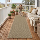 Garvee 2' × 6' Washable Striped Easy Jute Runner Rug, Non-Slip Low-Pile Stain-Resistant Indoor Outdoor Rug for Hallway and Patio, Linen Beige