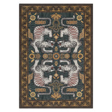 Garvee Blue Tibetan Tiger Area Rug, 5x7 ft Vintage Boho Tribal Animal Print, Machine Washable Polyester Low-Pile Carpet with Non-Slip TPR Backing, Foldable Soft Floor Mat for Living Room, Bedroom, Dining Room, Nursery and Home Office - Blue