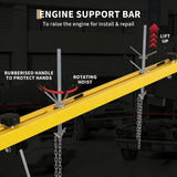 Garvee 1100 lbs Capacity Engine Support Bar – 2-Point Engine Hoist with Dual Hooks, Heavy Duty Transverse Lift Bar for Auto Repair Shop & Home Garage, Includes 1.5m load distributor & Gloves – Yellow | 1.5m load distributor | a pair of gloves - --Yellow | 1.5M Balancer | A Pair Of Gloves