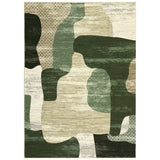 Garvee Washable Modern Abstract Area Rug - Ultra Soft Low-Pile, Ultra-Thin Collapsible Non-Slip Indoor Carpet for Living Room/Bedroom/Office - Green, 5x7 ft (152x213 cm), United States - Abstract Block|Green