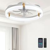 Garvee 20" Low Profile Flush Mount Ceiling Fan with Lights, Smart LED Fan Light 3000K-6500K, Modern Fandelier, Remote Control, Indoor for Bedroom Living Room Kitchen - White