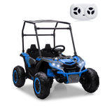 Garvee 24V 2-Seater Kids Ride-On UTV – Heavy-Duty 4WD Electric Off-Road Car, 4x200W Motors, Remote Control, 3 Speeds, LED Lights, Music, Horn, Shock Absorbers, 110 lbs Capacity, 4 MPH – Blue - Blue