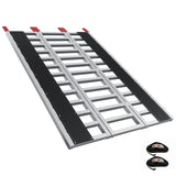 Garvee 1500 lbs Capacity Tri-Fold Aluminum Loading Ramp for ATVs, UTVs, Motorcycles, Snowmobiles – 85" x 54", Non-Slip Rust-Proof Surface, Collapsible Portable with Safety Straps & Ski Guides, Fits Pickup Trucks, Trailers – 85" x 54" | Non-slip black - Black