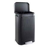 Garvee Black Stainless Steel Kitchen Trash Can 50L – Step Garbage Bin with Lid, Soft-Close, Fingerprint-Proof, Removable Inner Bucket, Fluted Rectangular, Waste Container for Home, Office – 42.8×35.5×62cm (50L black 42.8*35.5*62cm)