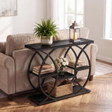 Garvee 4-Tier Entryway Console Table Narrow Hallway Storage Sturdy Wood Metal Adjustable Feet Anti-Tip Device Modern Design for Entryway - Black