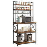 Garvee Heavy Duty 5-Tier Freestanding Kitchen Bakers Rack – Large Storage Shelves for Microwave Oven, Coffee Bar Station, 6 Hooks for Spices & Pots, Industrial Organizer – Color: Black + Classic Color