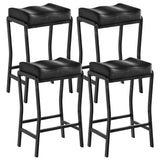 Garvee Modern Counter-Height Bar Stools Set, 26 in Saddle Seat - Thick Padded Faux Leather, Sturdy Metal Frame, Built-In Footrest, Easy Assembly - Color: Black steel frame + black PU-wrapped seat, 4-pack