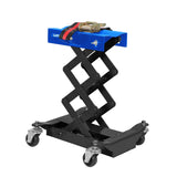 Garvee 450 lb (200 kg) Low-Profile Drive Jack - 7-22.8 in Adjustable Height - Manual Scissor Lift w/ Safety Straps & Swivel Casters - Black/Blue