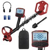 Garvee High Sensitivity Professional Metal Detector for Adults & Beginners – 5 Search Modes, IP68 Waterproof Coil, Large Backlit LCD, Pinpoint & High Sensitivity, Gold & Coin Finder, For Beach, Field, Garden – Red - Green