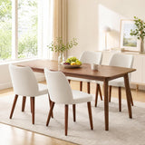 Garvee Wooden Dining Chairs Set of 4,Farmhouse Kitchen Chairs with Curved Back,Modern Fabric Upholstered Chairs for Dining Room, Cream