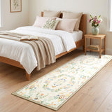 Garvee 2' × 6' Corner Floral Runner Rug, Soft Washable Low-Pile Polyester Carpet for Hallway, Kitchen and Entryway, Beige
