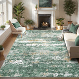 Garvee Machine Washable Green Abstract Area Rug – Modern Non-Slip Soft Carpet, Low Pile, mark Resistant, Ideal for Living Room, Bedroom, Nursery – 9x12ft