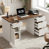 Garvee Stylish Fluted Panel Computer Desk, 60in Executive Workstation with Charging Function for Study