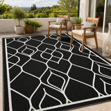 Garvee 5' × 8' Reversible Diamond Outdoor Rug, Waterproof Reversible Patio Mat for RV, Deck, Backyard & Camping, Black/White