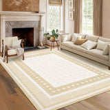 Garvee 9' × 12' Star Weave Area Rug, Soft Washable Low-Pile Polyester Carpet for Living Room, Bedroom and Dining Room, Beige
