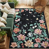Garvee 5' x 7' Black Floral Butterfly Area Rug, Washable Non-Slip Low-Pile Carpet for Living Room, Bedroom and Dining Room
