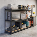 Garvee Heavy-Duty Adjustable Metal Garage Shelving Unit, 3-Tier Steel Utility Storage Rack, 48"W x 24"D x 36"H, 1350 lb Capacity for Garage Storage | Color: Black | Size: 120*60*91.2 cm - Black