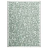 Garvee Washable Area Rug 9x12 - Non-Slip, Mark Resistant, Low Pile Floral Botanical Carpet - Soft, Farmhouse Decor for Living Room, Bedroom, Dining Room, Home - Neutral Green, Light Green, USA, 9x12ft (274x366cm) - Light Green