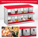Garvee Durable Roll Away Metal Chicken Nesting Box – 8 Compartments, Stainless Steel, Perch & Secure Lid, Ventilated, 4 Dummy Eggs, 10 Damp-Proof Mats, Wall-Mount or Free Standing – Red, 8-compartment basic model - Dark Green