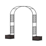 Garvee Large Weather-Resistant Metal Garden Arch Trellis with 2 Planter Boxes - Decorative Outdoor Pergola Arbor for Climbing Plants - Lawn, Backyard, Wedding - Size: Big