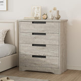Garvee Modern 4 Drawer Dresser & Bedside table Set – Tall Wooden Storage Chest with Embedded Handles, Large Organizer for Bedroom, Closet, Nursery, Living Room – Durable Bedroom Furniture, Datong 40084 Gray