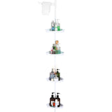 Garvee No-Drill Tension Pole Corner Shower Caddy, 4-Tier Adjustable Shower Shelf Organizer - Rustproof Standing Bathroom Storage for Shampoo & Bath Accessories - Fits 39-113 in - Color: White