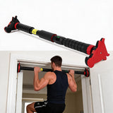 Garvee Doorway Pull Up Bar, Adjustable 28.3-37.4in Fit, Black and Red Bull Head Design, 440lb Load Capacity, No-Drill Steel Chin Up Workout Equipment, Anti-Slip End Pads, Automatic Locking, Built-In Bubble Level for Home Gym Strength Training - Black & Red