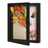 Garvee Rustic Shadow Box Picture Frame 8x10 – Real Glass, Linen Back, Metal Hinge, Pins – Deep Memory Display Case for Keepsakes, Medals, Flowers, Baby or Wedding Gifts – Color: Black HY8009I - Rosewood HLT60125-7
